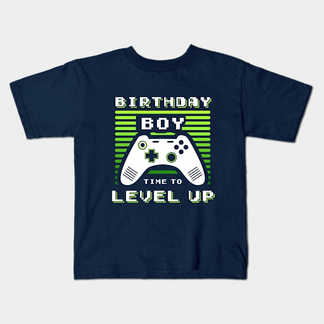 Birthday Boy Time to Level Up Video Game Birthday Gift Boy Kids T-Shirt by Medworks